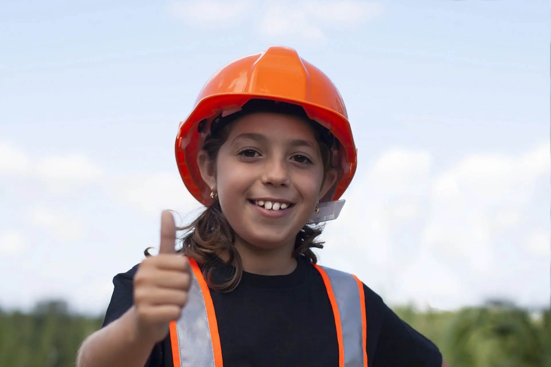 Safety hat on girl